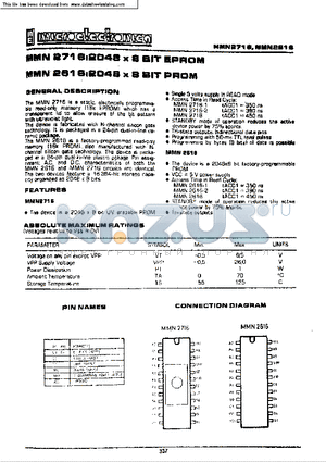 MMN2716 datasheet - 2048 x 8 BIT EPROM / PROM