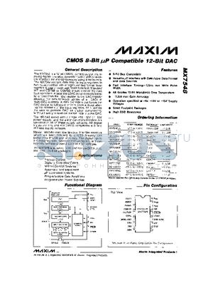 MX7548TD datasheet - CMOS 8-Bit lP Compatible 12-Bit DAC