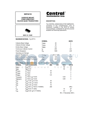 MMPQ6700 datasheet - SURFACE MOUNT COMPLEMENTARY SILICON QUAD TRANSISTORS