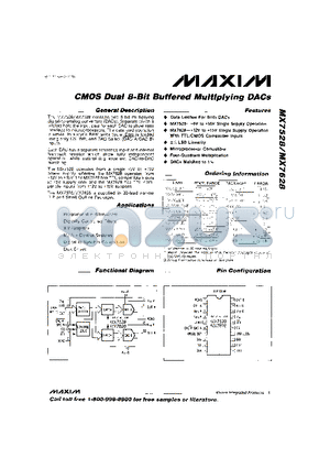 MX7628KN datasheet - CMOS Dual 8-Bit Buffered Multiplying DACs