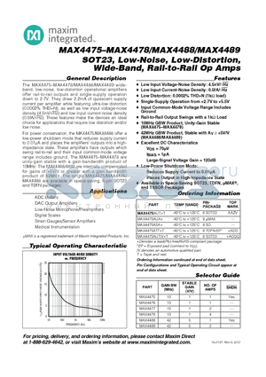 MAX4476_12 datasheet - SOT23, Low-Noise, Low-Distortion, Wide-Band, Rail-to-Rail Op Amps