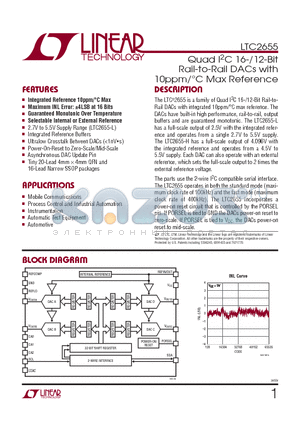 LTC2655BIUF-H16PBF datasheet - Quad IbC 16-/12-Bit Rail-to-Rail DACs with 10ppm/`C Max Reference