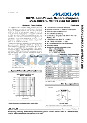 MAX4493_09 datasheet - SC70, Low-Power, General-Purpose, Dual-Supply, Rail-to-Rail Op Amps