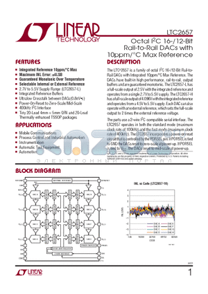 LTC2657BIFE-L16PBF datasheet - Octal I2C 16-/12-Bit Rail-to-Rail DACs with 10ppm/`C Max Reference