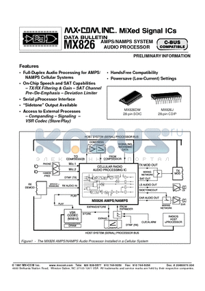 MX826J datasheet - AMPS/NAMPS SYSTEM AUDIO PROCESSOR
