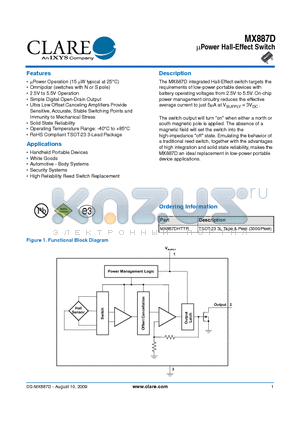 MX887DHTTR datasheet - lPower Hall-Effect Switch