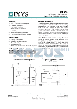 MX884HTTR datasheet - High-Side Current Monitor With 10-Bit Serial Digital Output