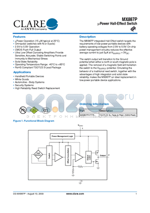 MX887P datasheet - lPower Hall-Effect Switch