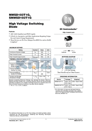 MMSD103T1G datasheet - High Voltage Switching Diode