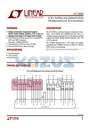 LTC2844CG datasheet - 3.3V Software-Selectable Multiprotocol Transceiver