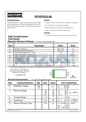 MMSD4148 datasheet - High Conductance Fast Diode