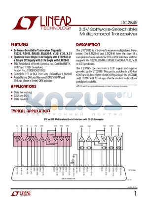 LTC2845IG datasheet - 3.3V Software-Selectable Multiprotocol Transceiver