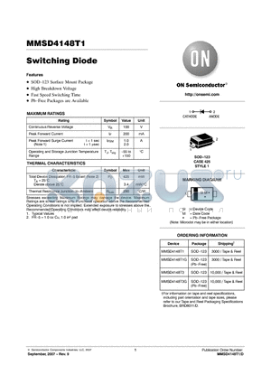 MMSD4148T1 datasheet - Switching Diode