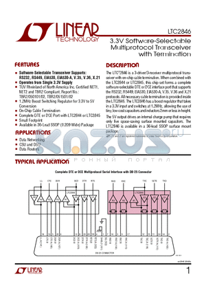 LTC2846CG datasheet - 3.3V Software-Selectable Multiprotocol Transceiver with Termination