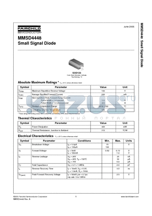 MMSD4448 datasheet - Small Signal Diode