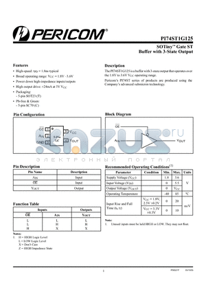PI74ST1G125 datasheet - Buffer with 3-State Output
