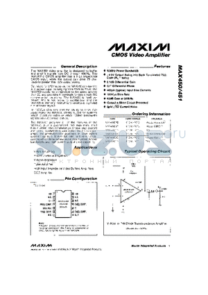 MAX451C/D datasheet - CMOS Video Amplifier