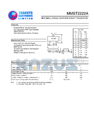 MMST2222A datasheet - NPN SMALL SIGNAL SURFACE MOUNT TRANSISTOR