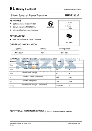 MMST2222A datasheet - Silicon Epitaxial Planar Transistor