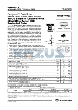 MMSF7N03Z datasheet - SINGLE TMOS POWER MOSFET 7.5 AMPERES 30 VOLTS