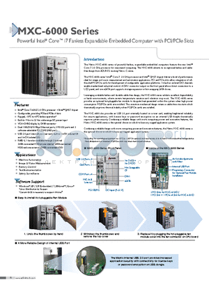 MXC-6000 datasheet - Powerful Intel^ Core i7 Fanless Expandable Embedded Computer with PCI/PCIe Slots