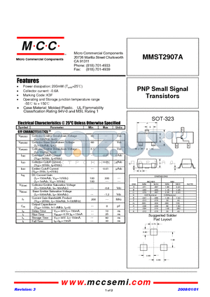 MMST2907A-TP datasheet - PNP Plastic-Encapsulate Transistors