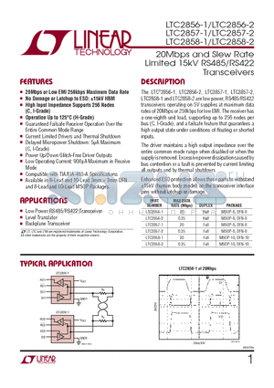 LTC2856CDD-2 datasheet - 20Mbps and Slew Rate Limited 15kV RS485/RS422 Transceivers