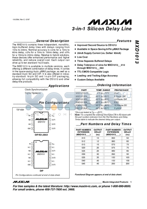 MXD1013PD datasheet - 3-in-1 Silicon Delay Line