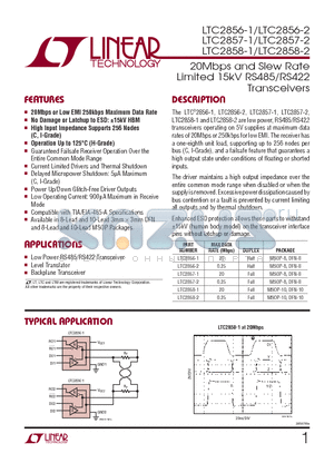 LTC2856CMS-1 datasheet - 20Mbps and Slew Rate Limited 15kV RS485/RS422 Transceivers