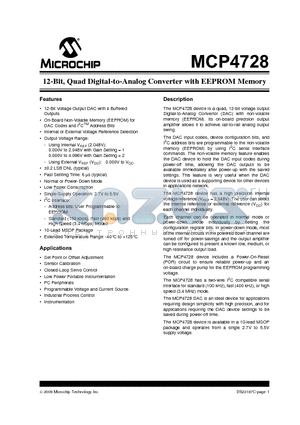 MCP4728-E/UN datasheet - 12-Bit, Quad Digital-to-Analog Converter with EEPROM Memory