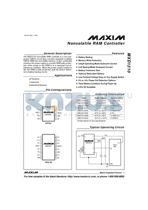 MXD1210MJA datasheet - Nonvolatile RAM Controller