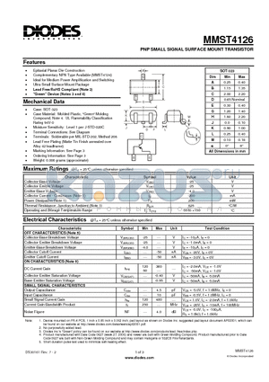 MMST4126_2 datasheet - PNP SMALL SIGNAL SURFACE MOUNT TRANSISTOR