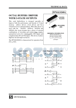 IN74ALS240A datasheet - OCTAL BUFFER / DRIVER WITH 3-STATE OUTPUTS
