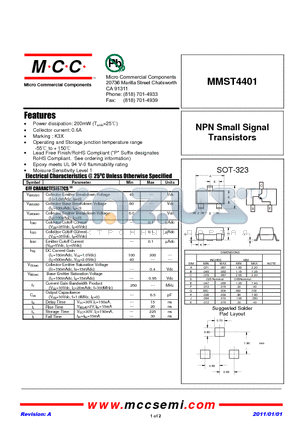 MMST4401_11 datasheet - NPN Small Signal Transistors