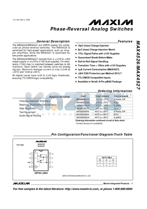 MAX4527CSA datasheet - Phase-Reversal Analog Switches