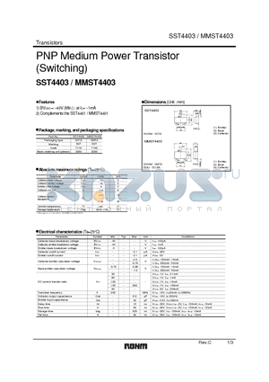 MMST4403 datasheet - PNP Medium Power Transistor(Switching)