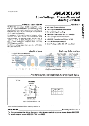 MAX4528ESA datasheet - Low-Voltage, Phase-Reversal Analog Switch