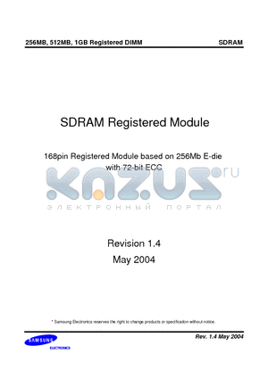 M390S3253ETU-C7A datasheet - 168pin Registered Module based on 256Mb E-die with 72-bit ECC