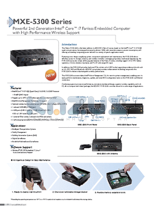 MXE-5300 datasheet - Powerful 2nd Generation Intel^ Core i7 Fanless Embedded Computer with High Performance Wireless Support