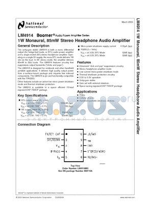 MXF10A datasheet - 1W Monaural, 85mW Stereo Headphone Audio Amplifier