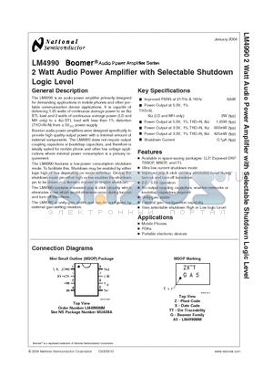 MXF10A datasheet - 2 Watt Audio Power Amplifier with Selectable Shutdown Logic Level