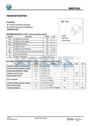 MMSTA56 datasheet - TRANSISTOR(PNP)