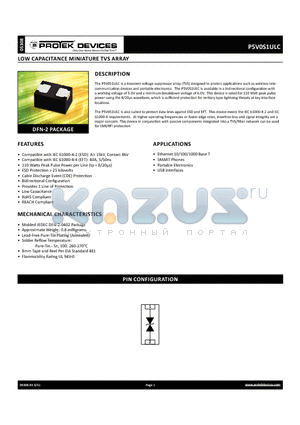 P5V0S1ULC datasheet - LOW CAPACTANCE MINIATURE TVS ARRAY