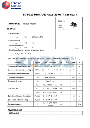 MMSTA92 datasheet - Plastic-Encapsulated Transistors