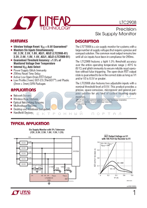 LTC2908 datasheet - Precision Six Supply Monitor