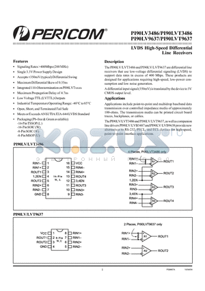 PI90LVT9637 datasheet - LVDS High-Speed Differential Line Receivers