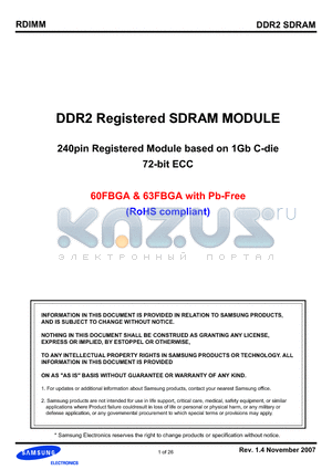 M392T5160CJA-CF7 datasheet - DDR2 Registered SDRAM MODULE