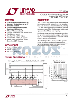 LTC2910CGN datasheet - Octal Positive/Negative Voltage Monitor