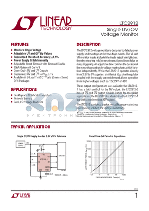 LTC2912CDDB-2 datasheet - Single UV/OV Voltage Monitor