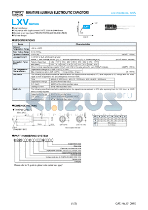 ELXV100ESS391MJC5S datasheet - MINIATURE ALUMINUM ELECTROLYTIC CAPACITORS